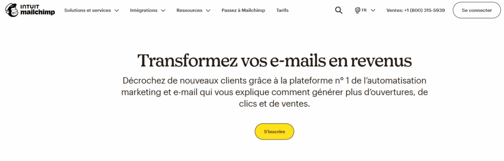 Dashboard de Mailchimp montrant les outils de segmentation et d’analyse des emails