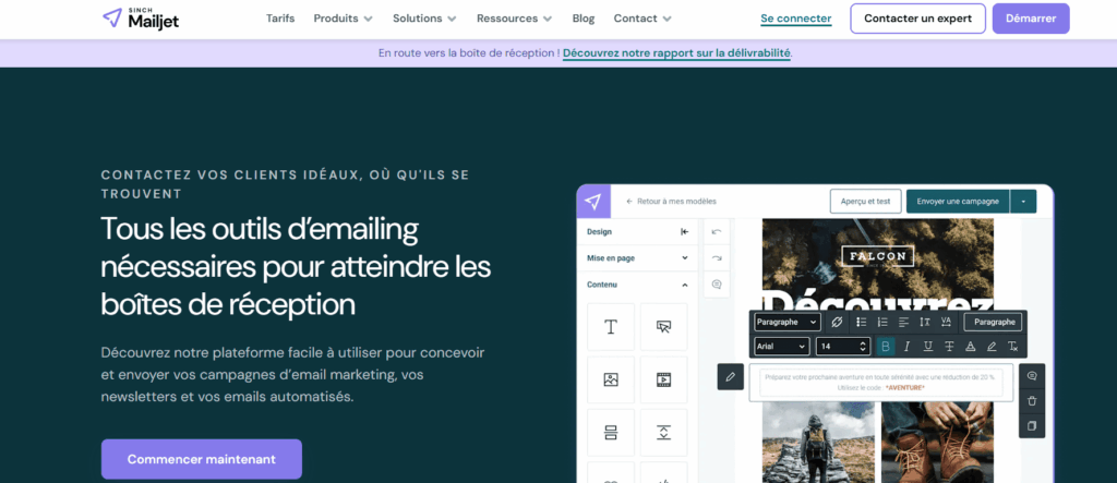 Interface de Mailjet, outil d’emailing gratuit en français adapté aux petites entreprises